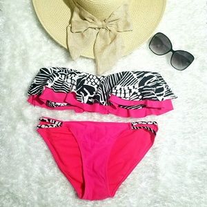 APOLLO Cute strapless bikini with ruffles medium